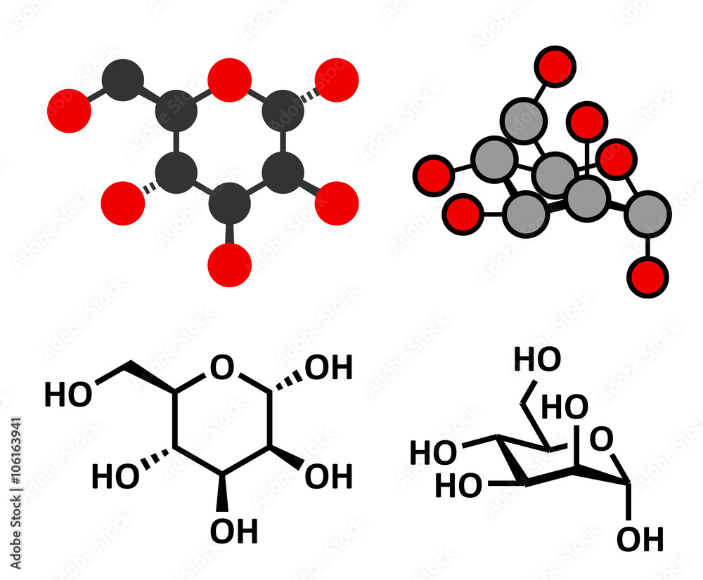 Mannose (D-mannose) sugar molecule. Epimer of glucose.