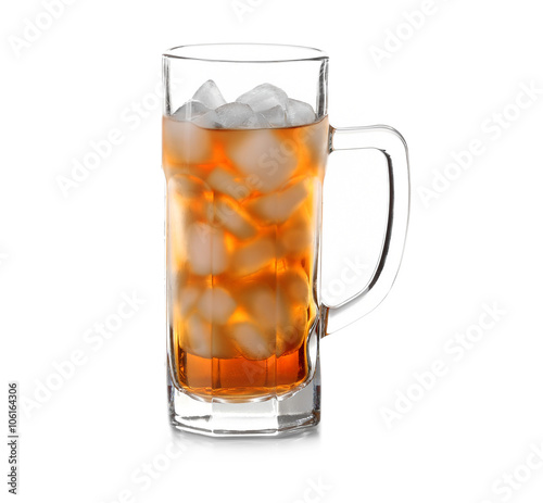 Glass of iced tea isolated on white