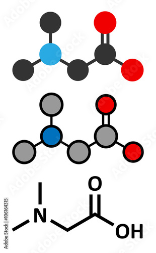 Dimethylglycine (DMG) molecule. Methylated derivative of glycine.
