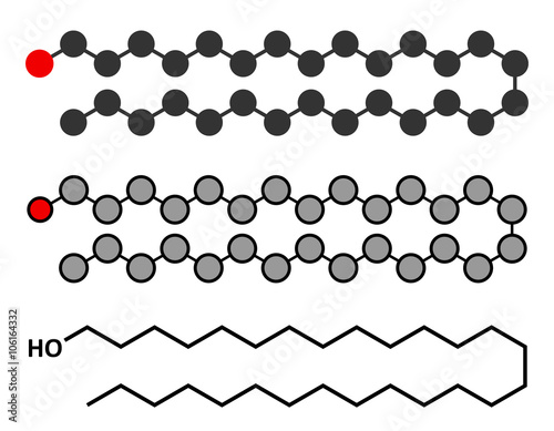 Octacosanol plant wax component molecule. long chain fatty alcohol.