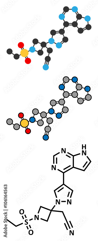Baricitinib janus kinase (JAK1 & JAK2) inhibitor drug molecule.