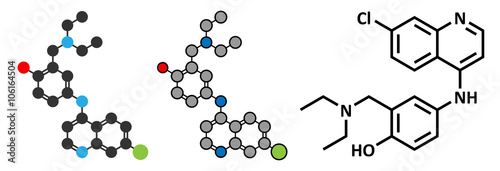 Amodiaquine anti-malarial drug molecule.