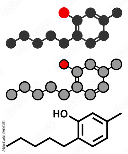 Amylmetacresol antiseptic drug molecule.  photo