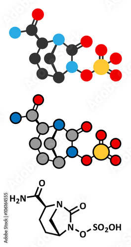 Avibactam drug molecule. Beta-lactamase inhibitor.