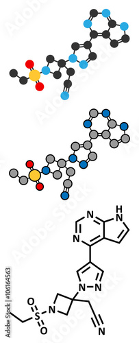 Baricitinib janus kinase (JAK1 & JAK2) inhibitor drug molecule.
