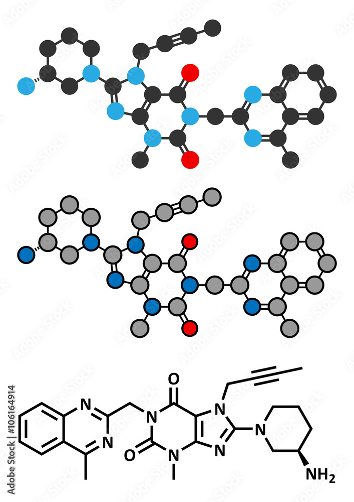 Linagliptin diabetes drug molecule