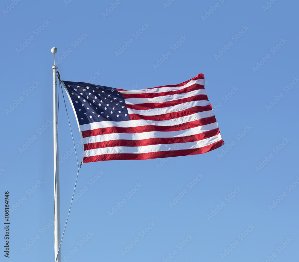 American flag flying in the wind