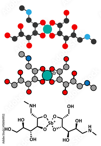 Meglumine antimonate leishmaniasis drug molecule.