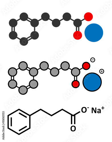 Sodium phenylbutyrate urea cycle disorders drug molecule. 