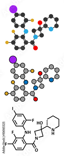 Cobimetinib melanoma drug molecule. photo