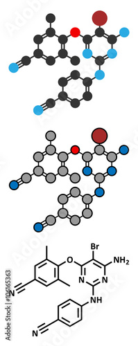 Etravirine HIV drug molecule