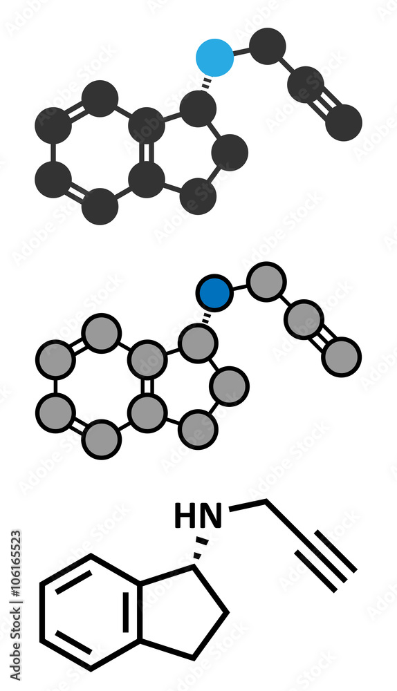 Rasagiline Parkinson's disease drug molecule.