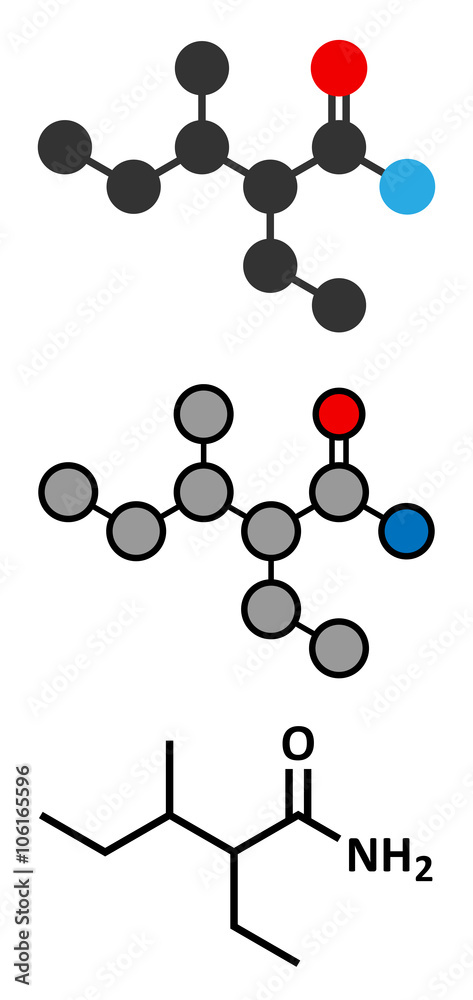 Valnoctamide sedative drug molecule.