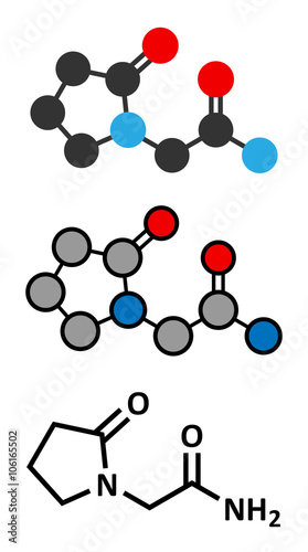 Piracetam nootropic drug molecule.