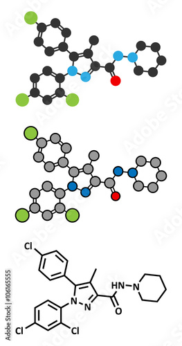 Rimonabant obesity drug molecule (withdrawn).