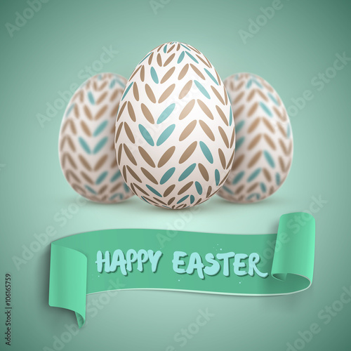Realistic Happy Easter Vector Easter Egg Set. Painted Vector Egg
