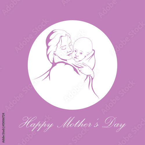 Silhouette of a mother and her child. Mothers day