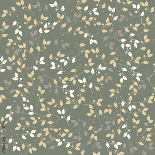 Endless pattern with spring flowers on green background