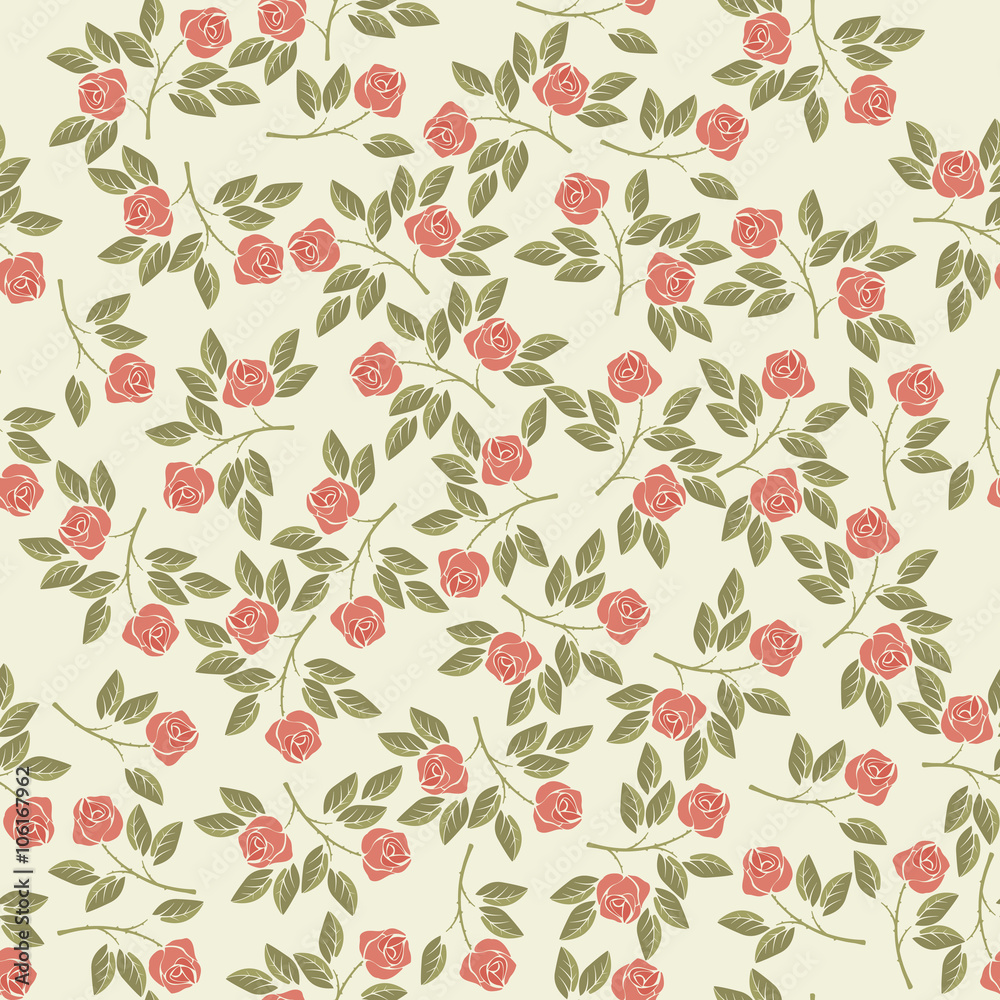 Retro seamless pattern with elegant roses