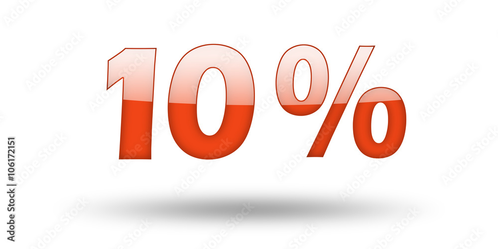 Text 10 percent with red letters and shadow. Text 10 percent with red letters and shadow.