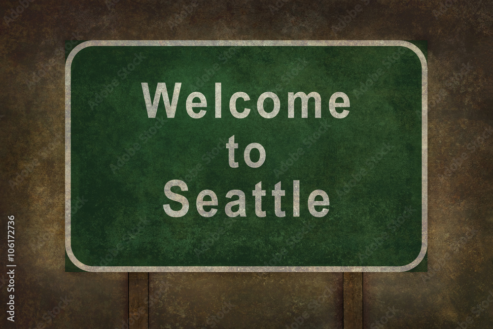 Welcome to Seattle roadside sign illustration