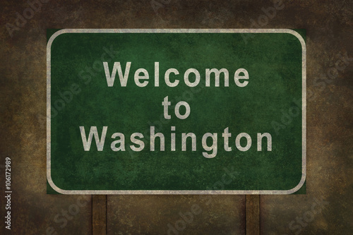 Welcome to Washington roadside sign illustration