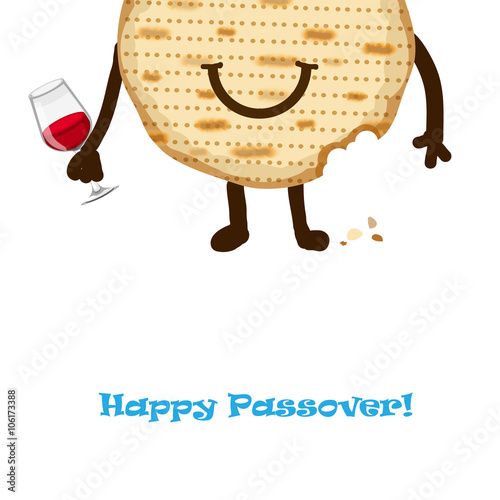 Funny Happy Jewish Passover greeting card. Vector illustration photo