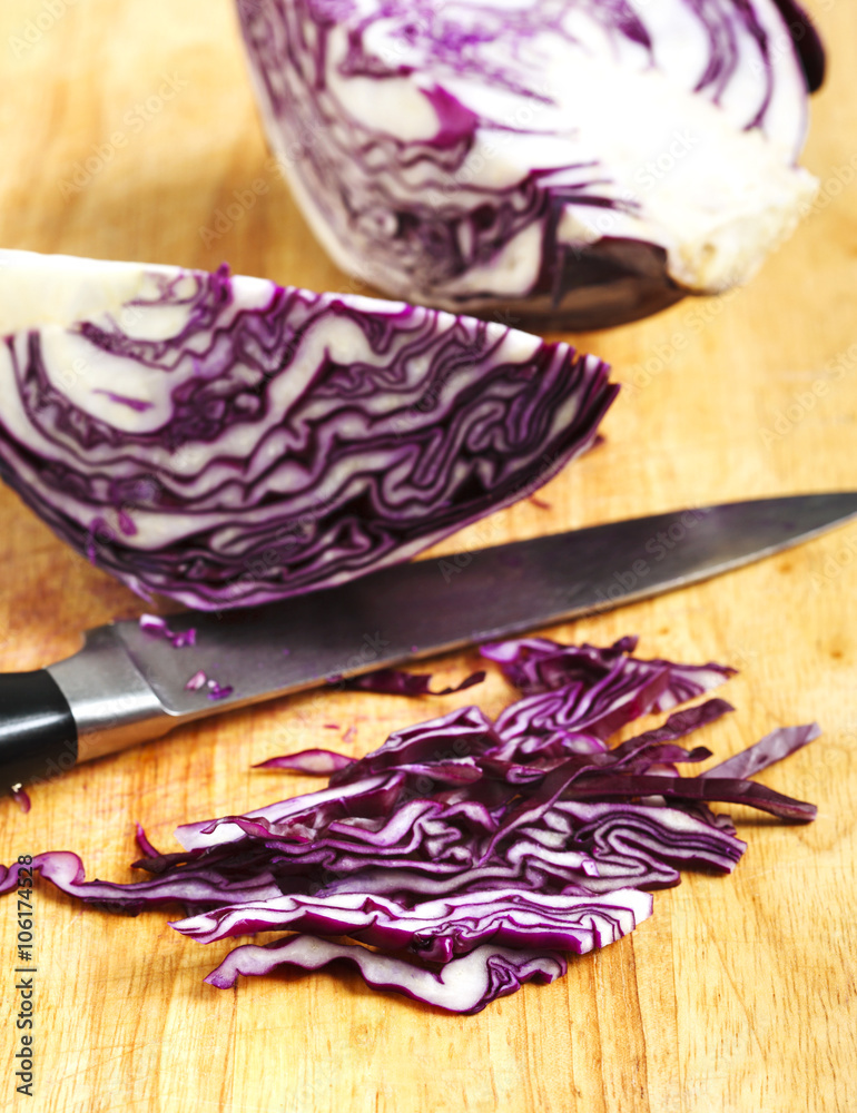 Sliced of red cabbage