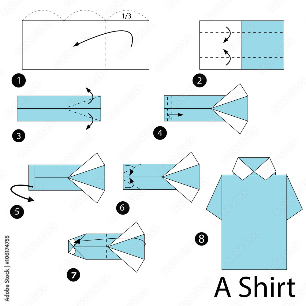 Vecteur Stock step by step instructions how to make origami A Shirt. |  Adobe Stock