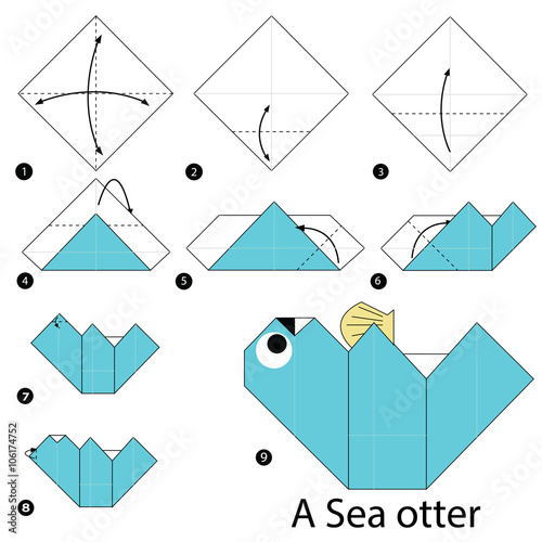 step by step instructions how to make origami A Sea Otter.