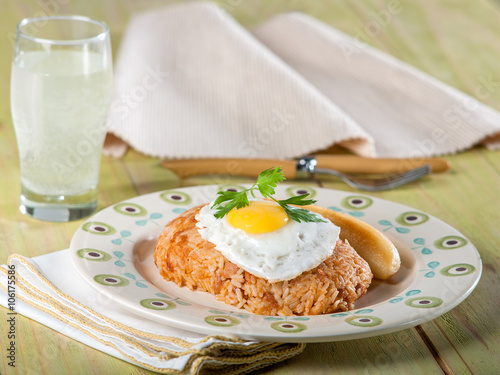 Tacu Tacu, re-fried beans and rice, a typical Peruvian dish