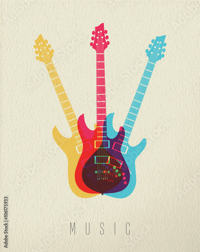 Music concept icon electric guitar color design