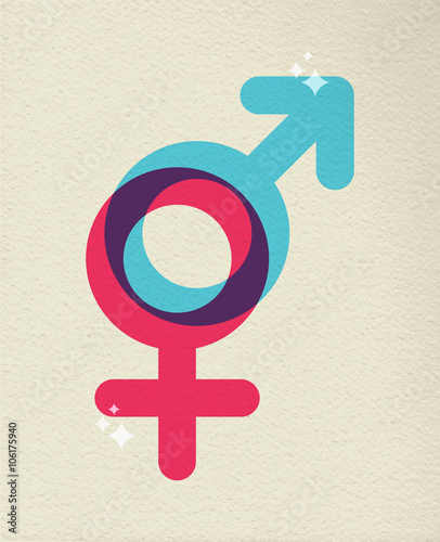 Human gender symbol colorful of male female