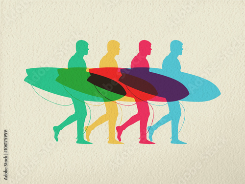 Lets go surfing summer time color concept design