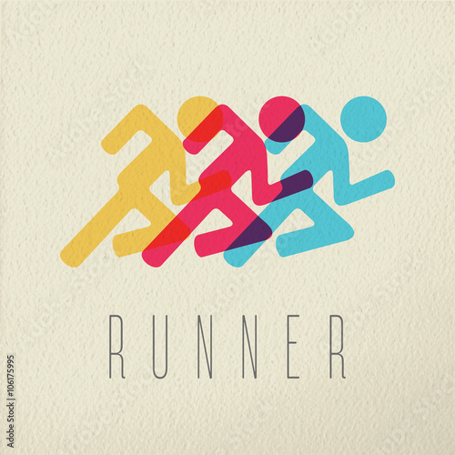 Runner fitness people concept icon color design