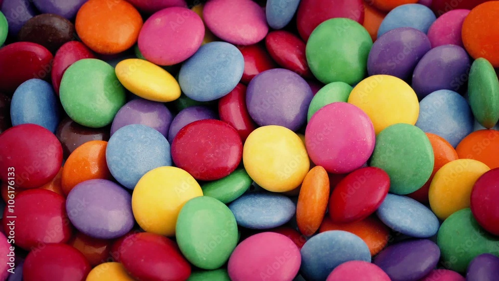 Sugar Coated Chocolate Candies Rotating Sugar Coated Chocolate Candies Rotating