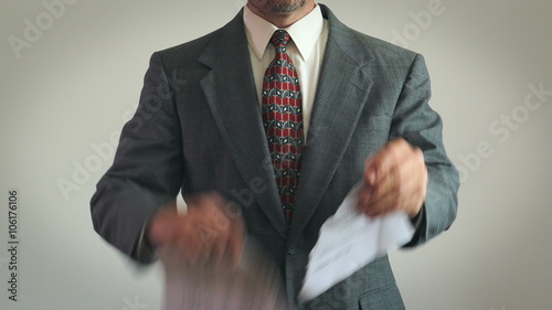 4K: Businessman Rips Up Official Document