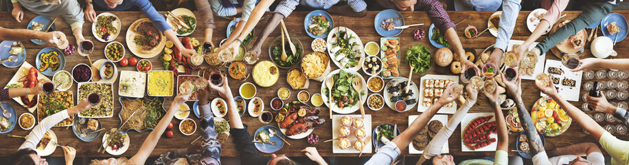 Friends Happiness Enjoying Dinning Eating Concept