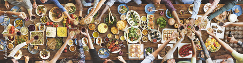 Fotografia, Obraz Friends Happiness Enjoying Dinning Eating Concept