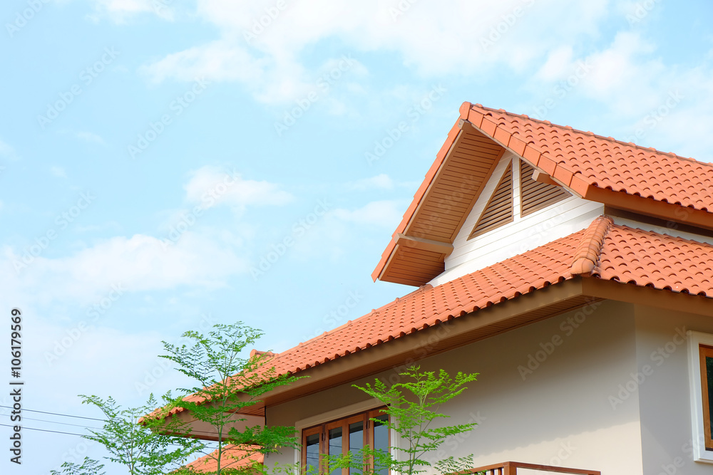 gable roof of tropical house