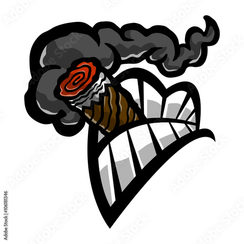 Cigar Smoking Mouth Teeth vector icon