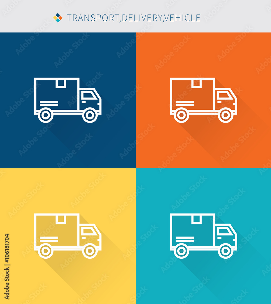 Thin thin line icons set of transport&delivery and vehicle, modern simple style