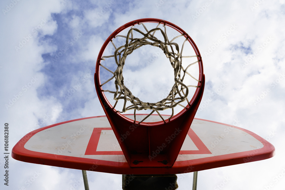 White Basketball Backboard with Blue Sky White Basketball Backboard with Blue Sky