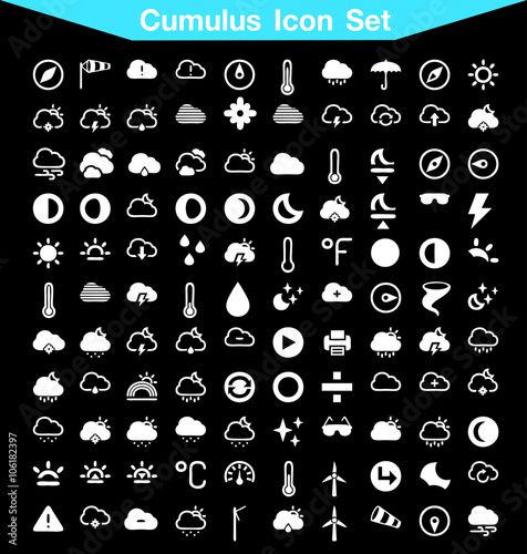 Cumulus Clouds line icon set 