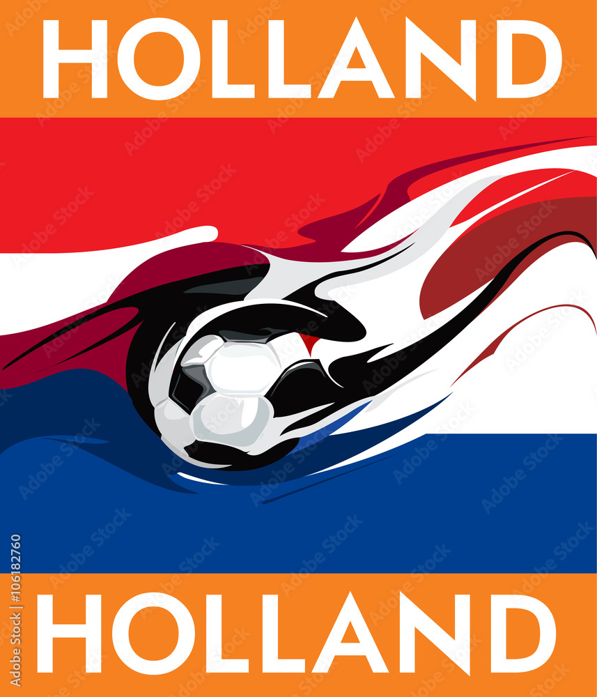 Fototapeta Holandia. Holenderski plakat piłkarski.
