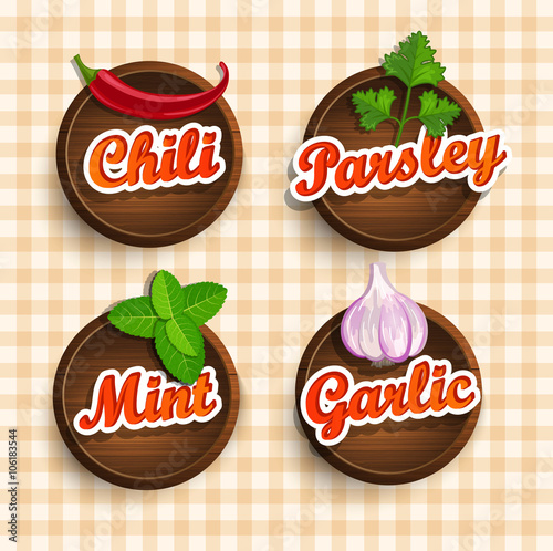 Stickers of spices.
