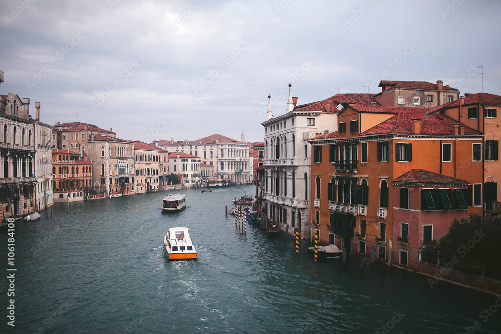 Fototapeta premium view on a wide canal city of Venice
