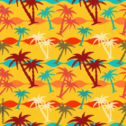 Summer seamless pattern with palm trees