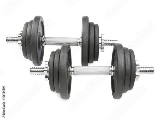 Double dumbbell on white background , clipping path
