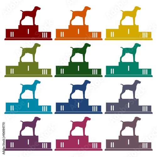 Winners of Dog competition at the podium icon set